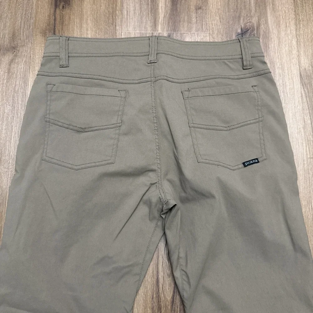 PrAna Brion Pants Men's 34x29 Straight‎ Nylon Blend Stretch Slim Fit Brown Green - Picture 10 of 11